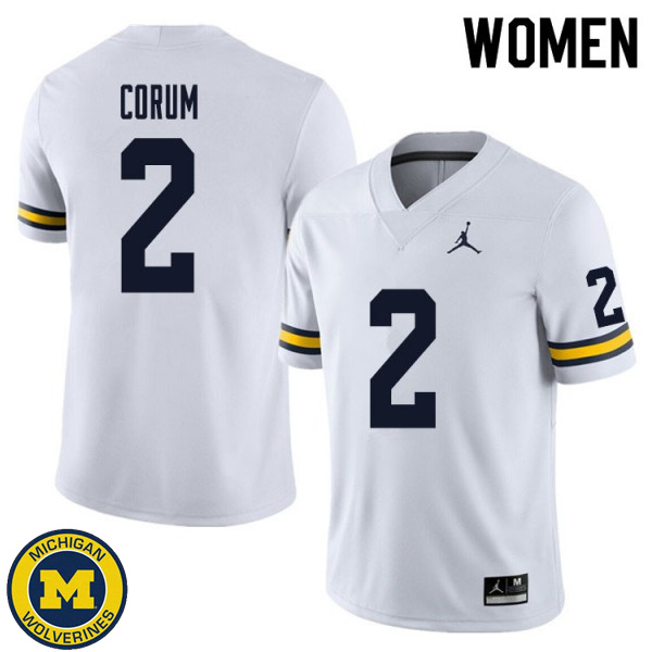 Women's Michigan Wolverines #2 Blake Corum White College Game Jersey